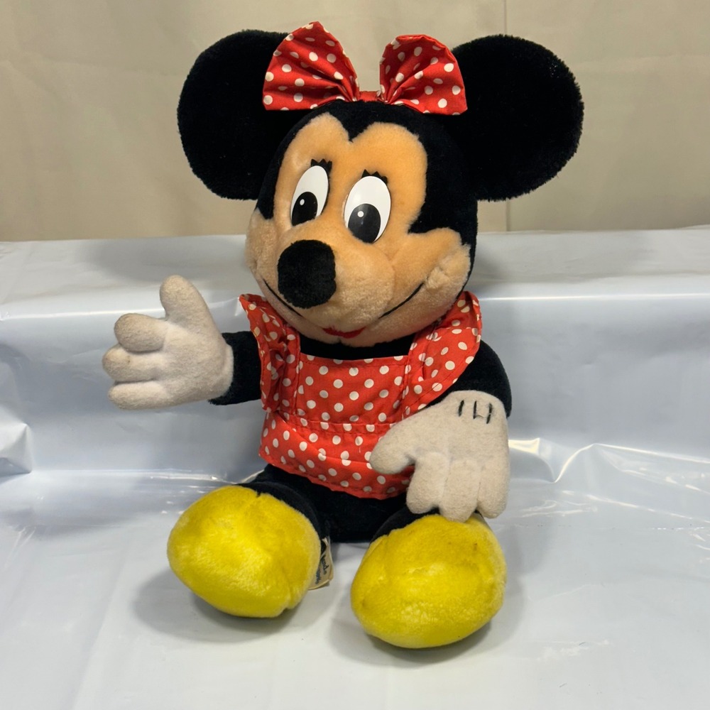 Disney Minnie Mouse Plush Unisex Medium Red Polka Dot Vintage Good